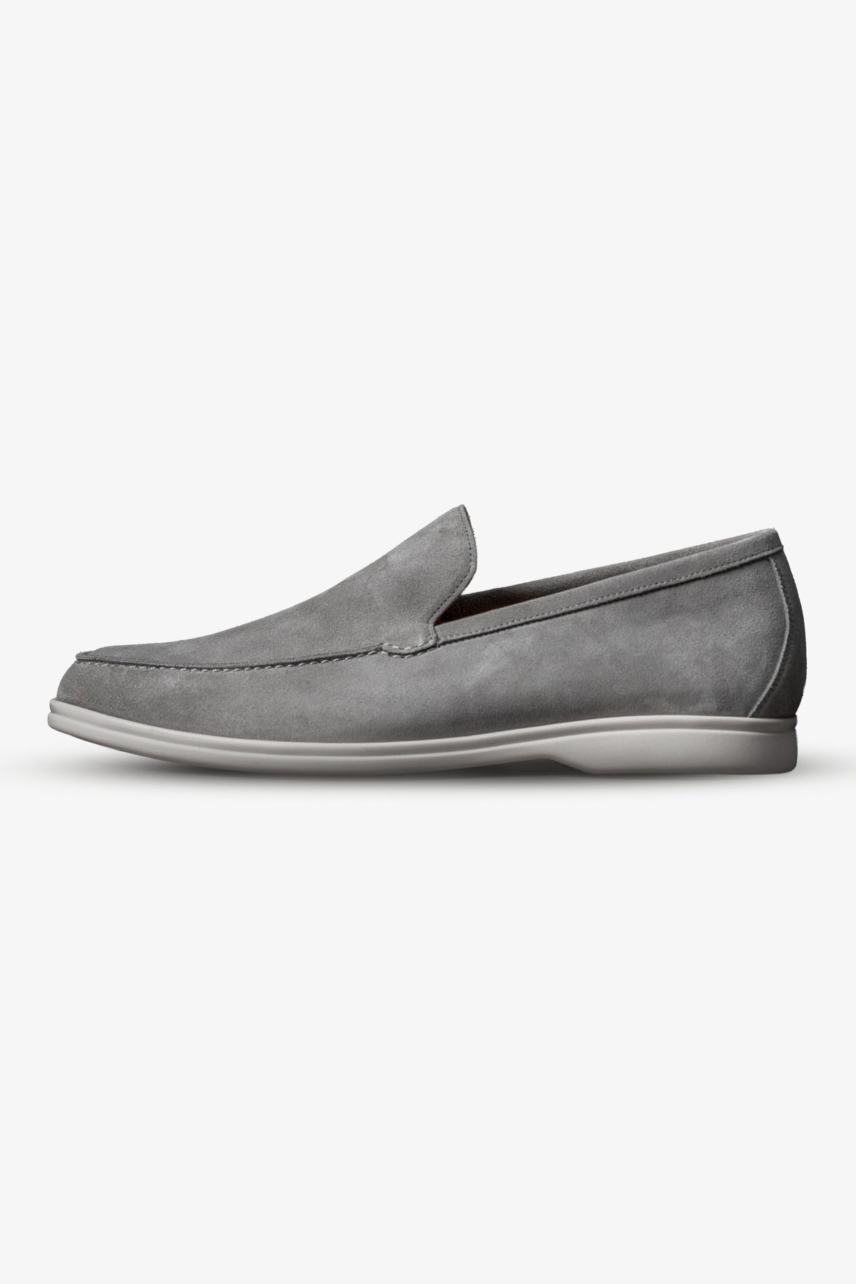 Light grey Italian suede loafers by VLAD BYKOV Couturier House.