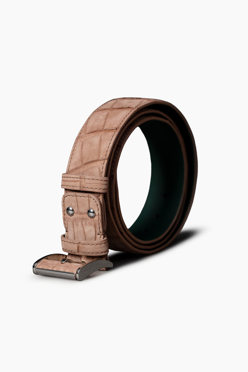 Cappuccino Nubuck Crocodile Belt