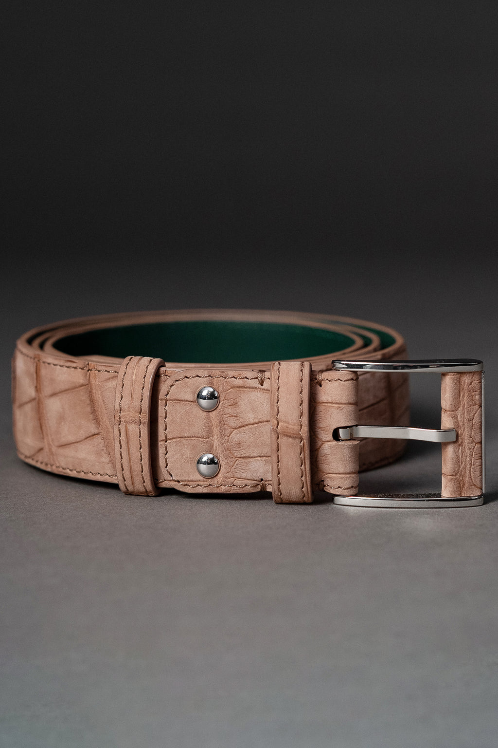 Cappuccino Nubuck Crocodile Belt