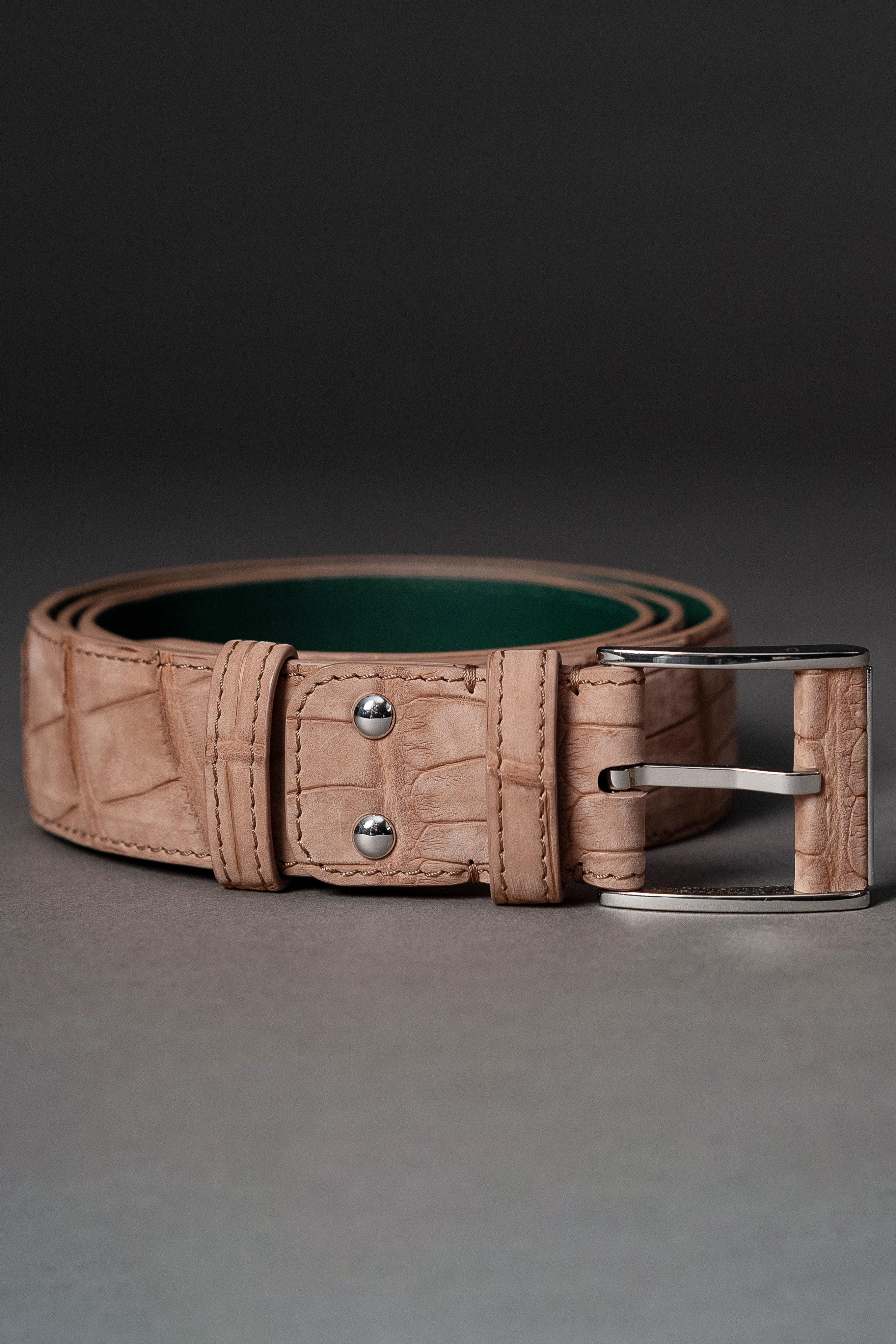 Cappuccino Nubuck Crocodile Belt