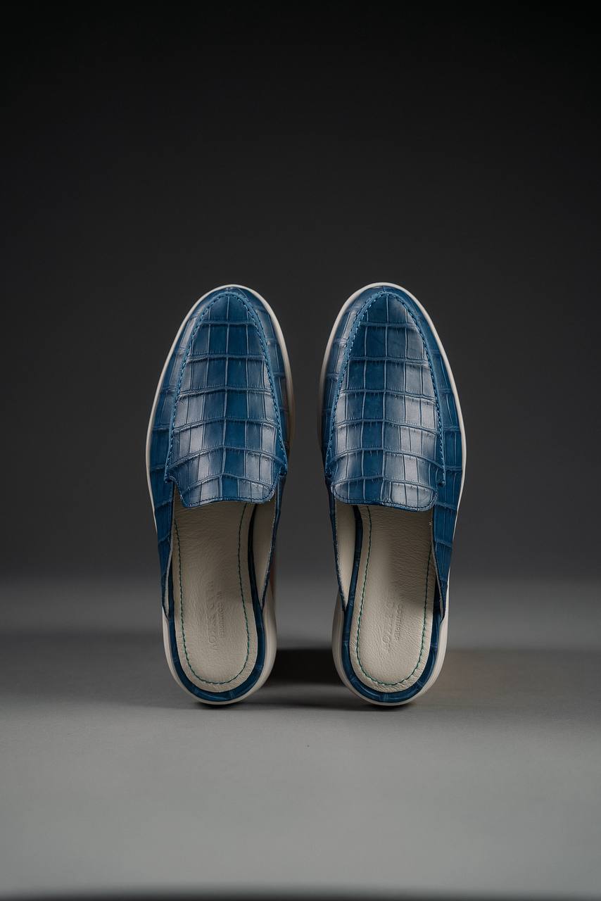 Mules in Matte Crocodile