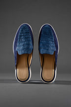 Combined Mules: Nubuck Crocodile and Italian Suede