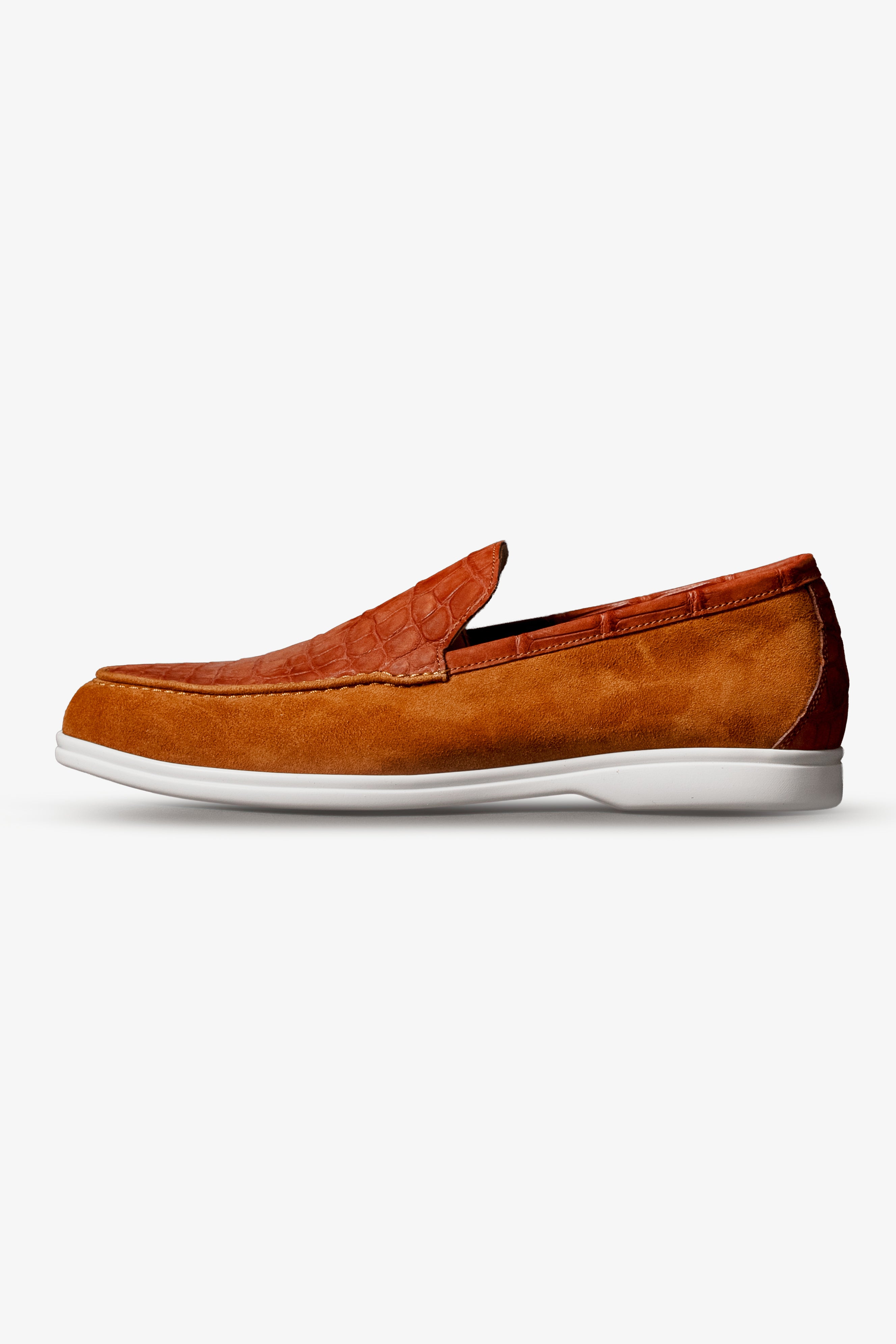Terracotta & Cognac Mixed-Media Loafers