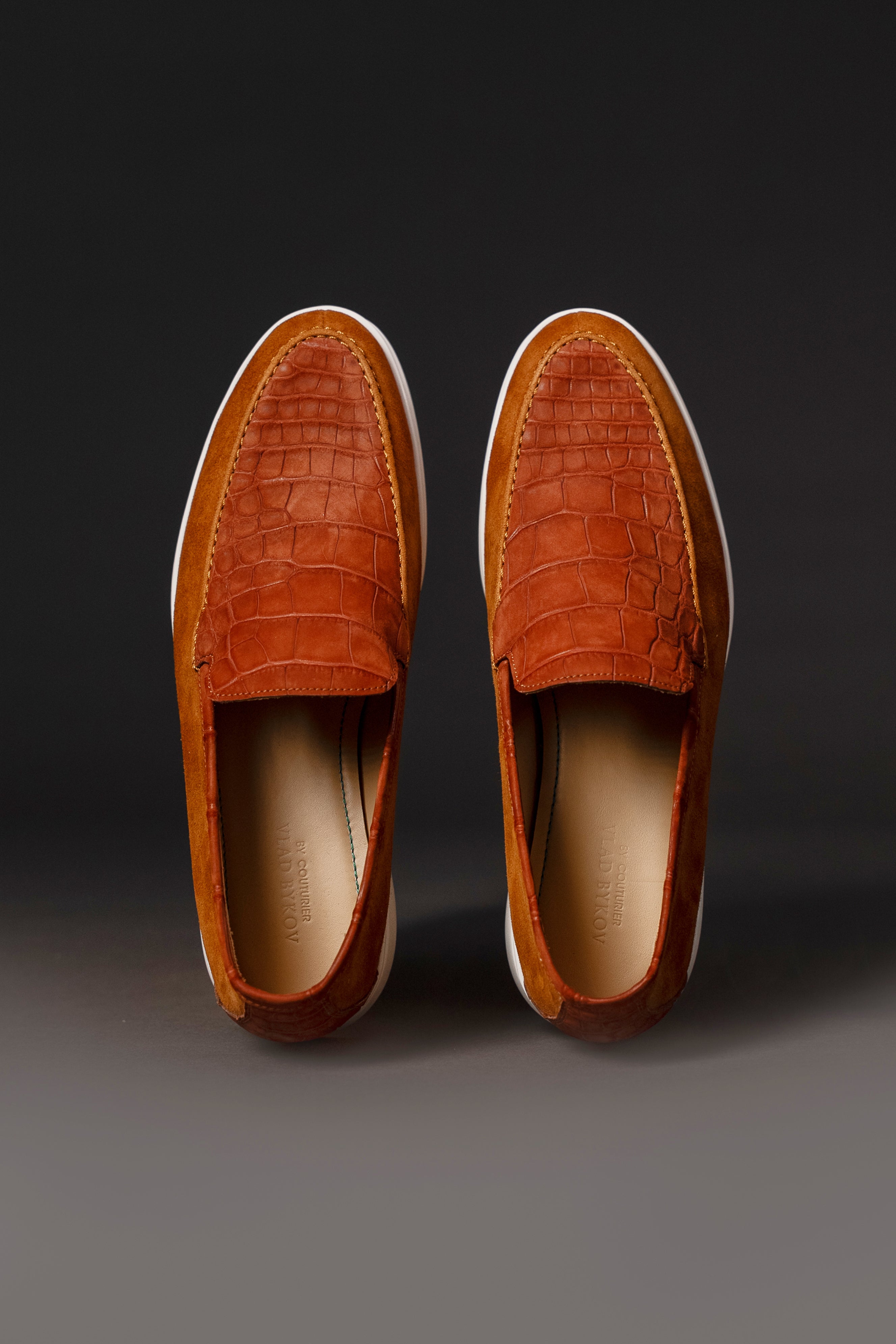 Terracotta & Cognac Mixed-Media Loafers