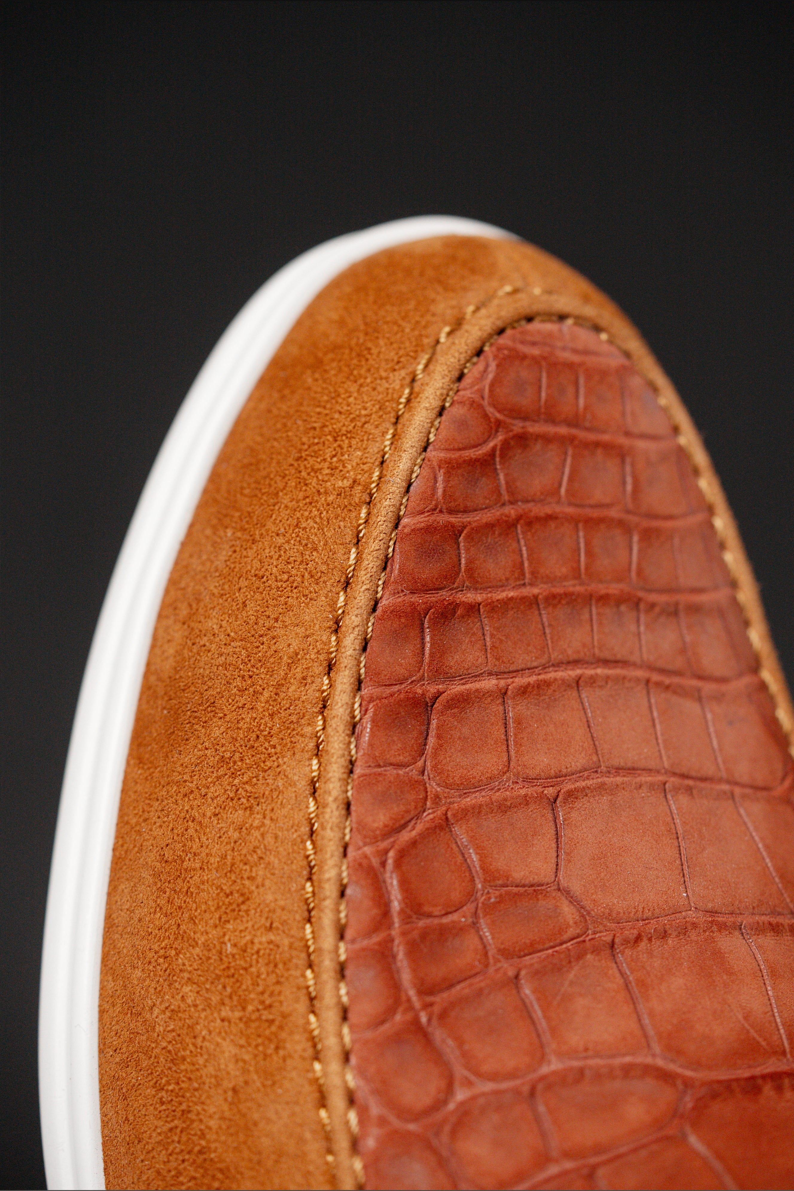 Terracotta & Cognac Mixed-Media Loafers