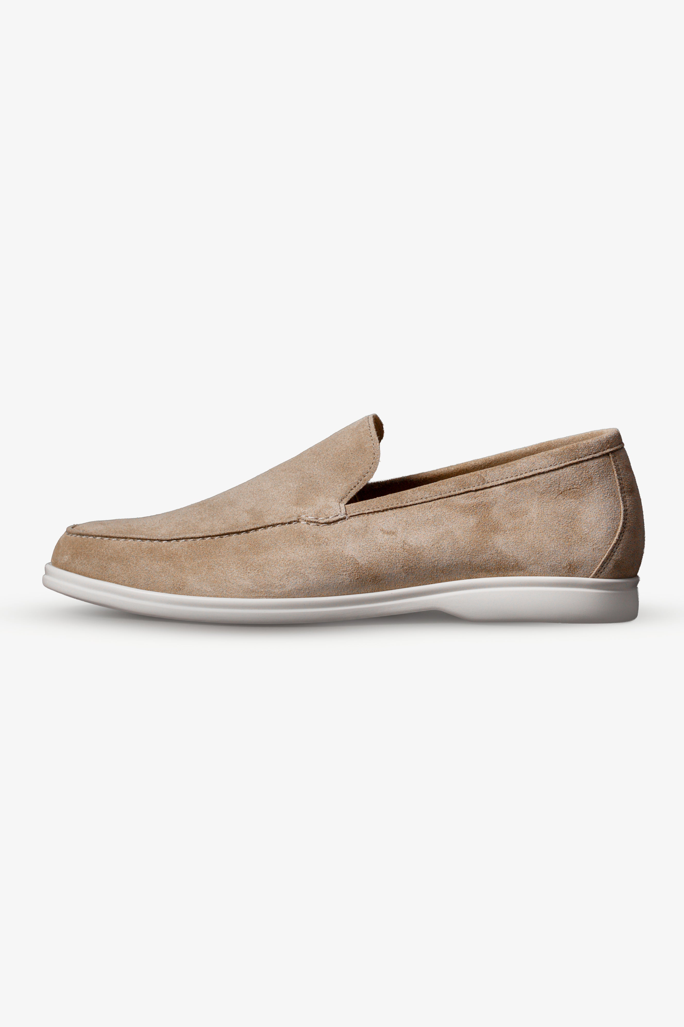 Light Taupe Italian Suede Loafers