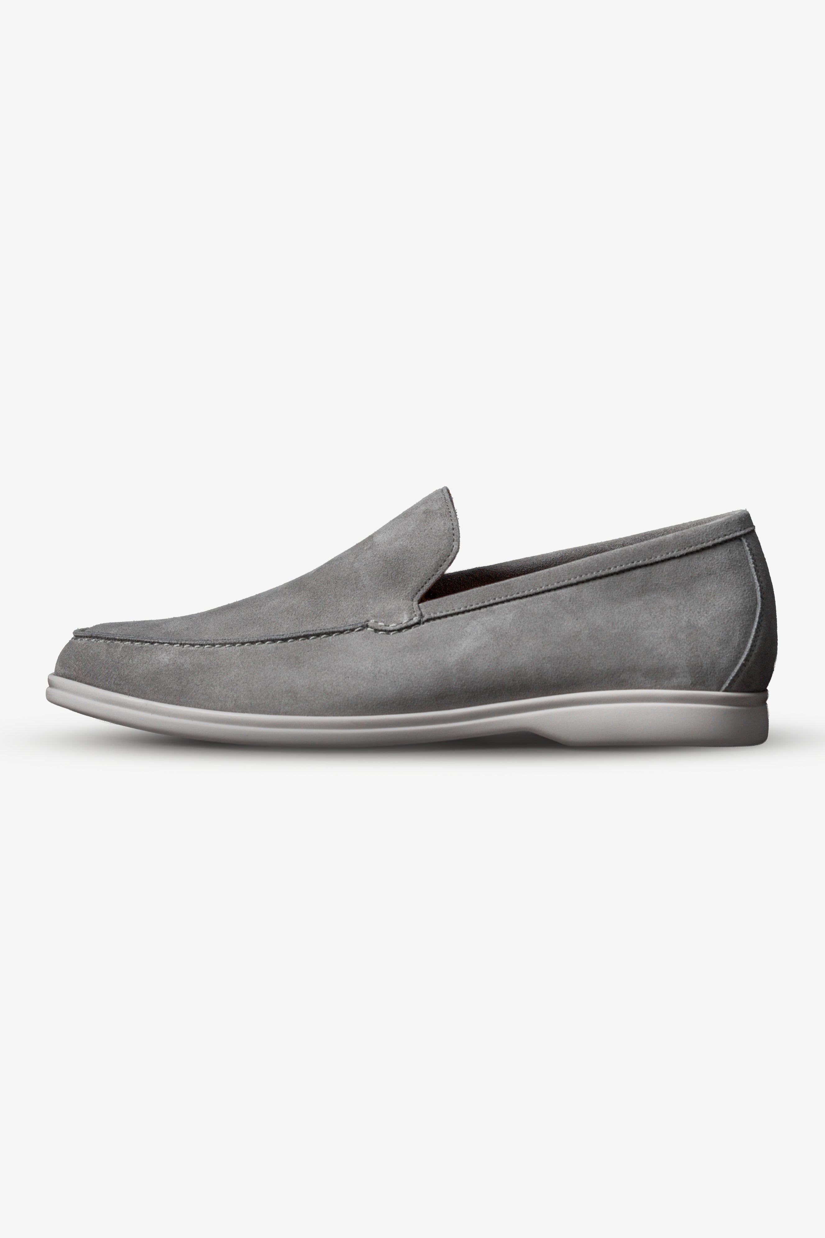 Light Grey Italian Suede Loafers