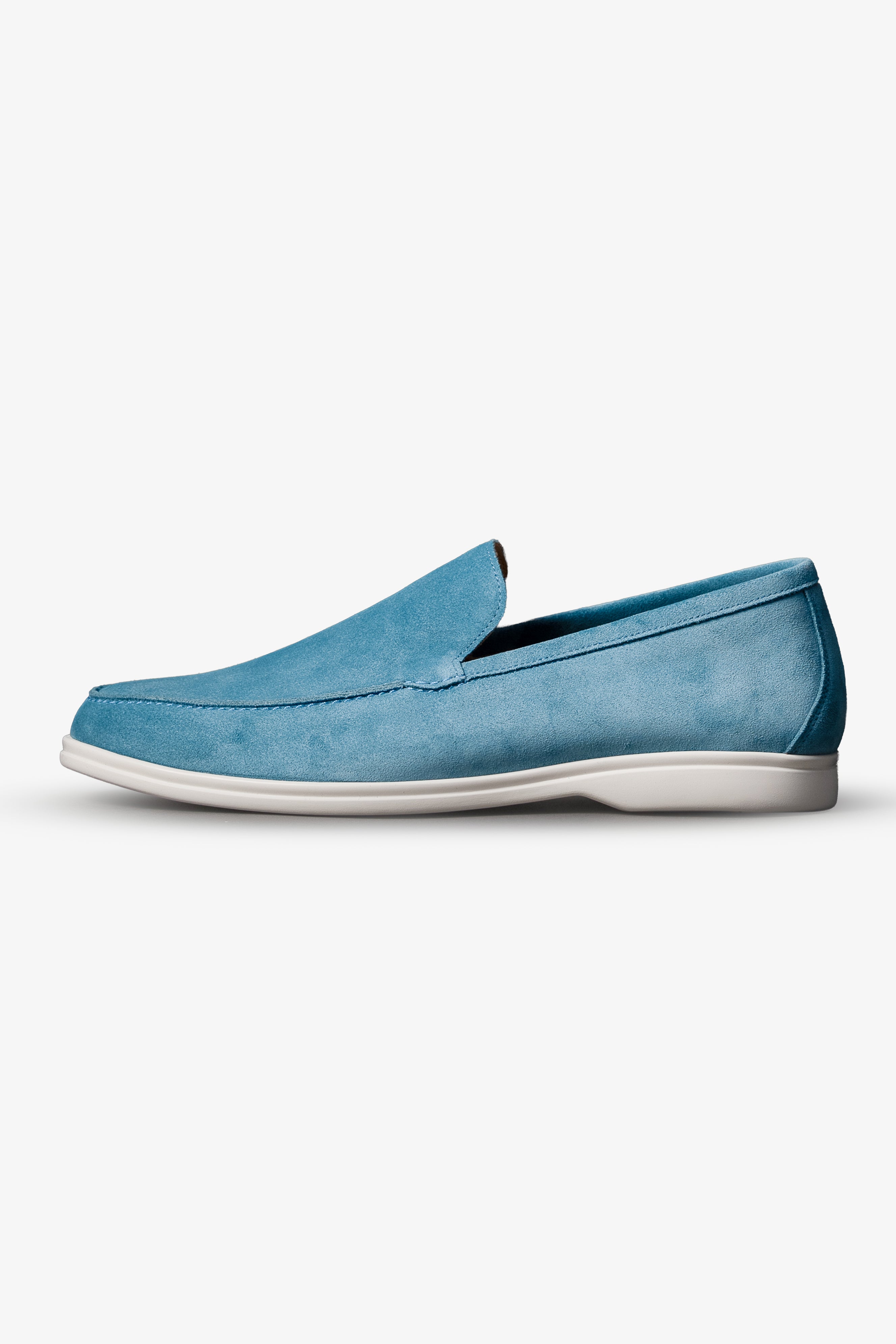 Steel Blue Italian Suede Loafers