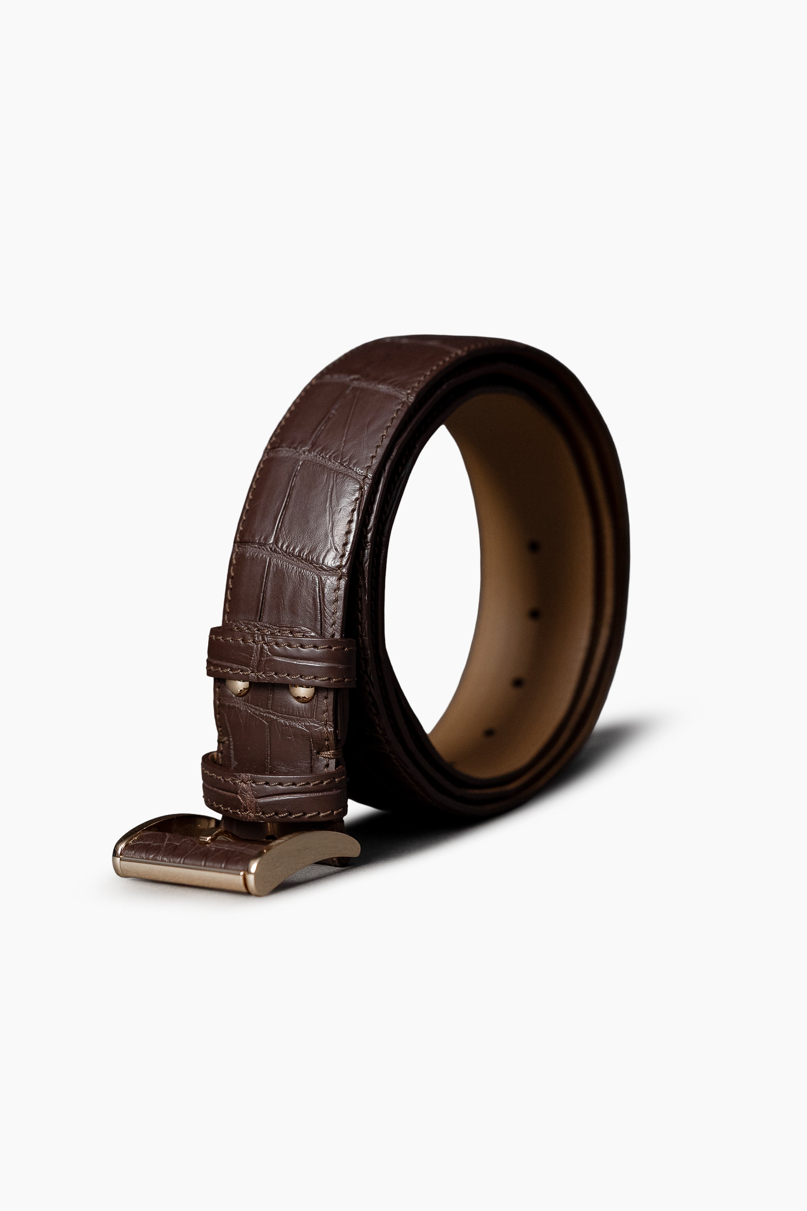 Matte Brown Crocodile Belt