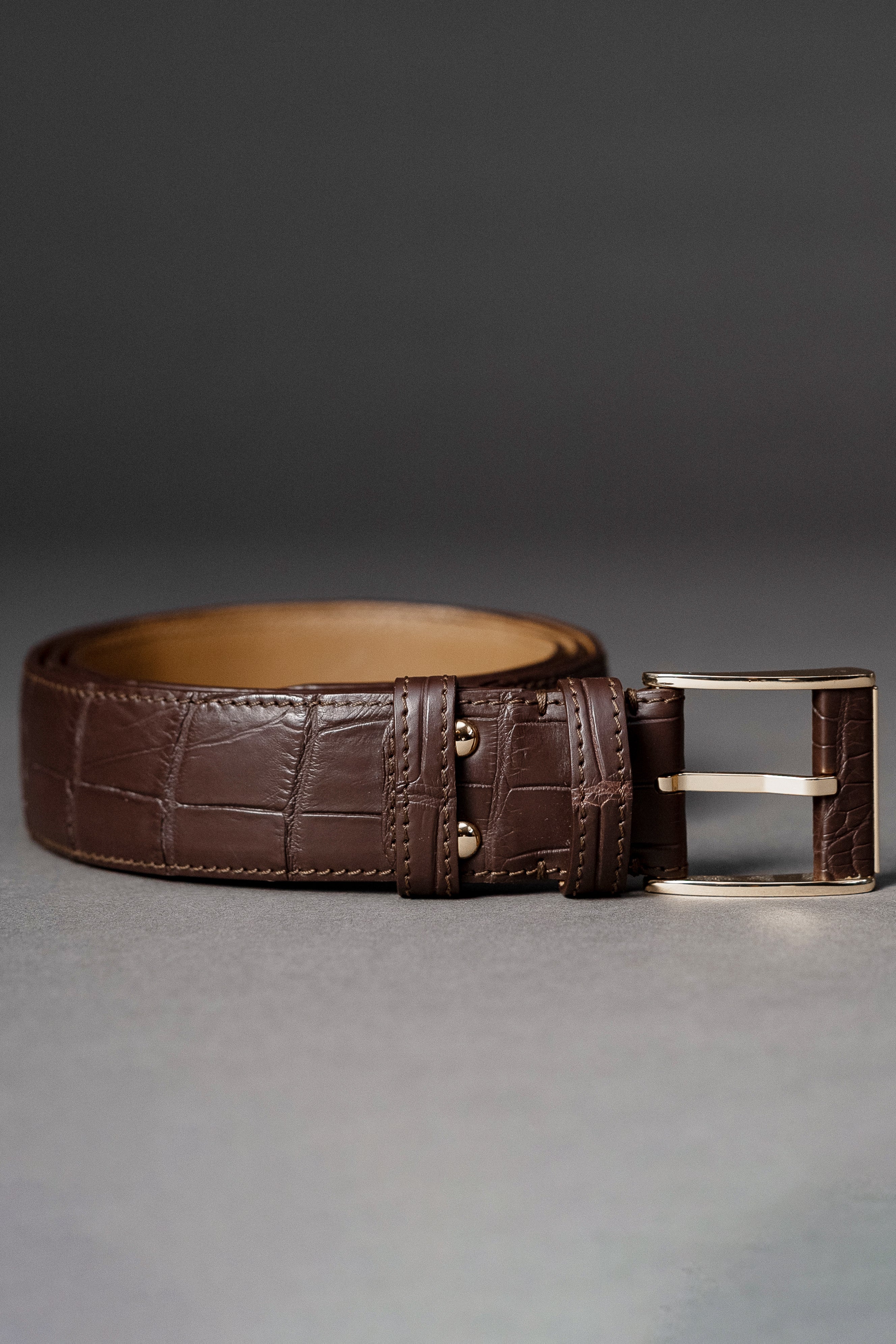 Matte Brown Crocodile Belt