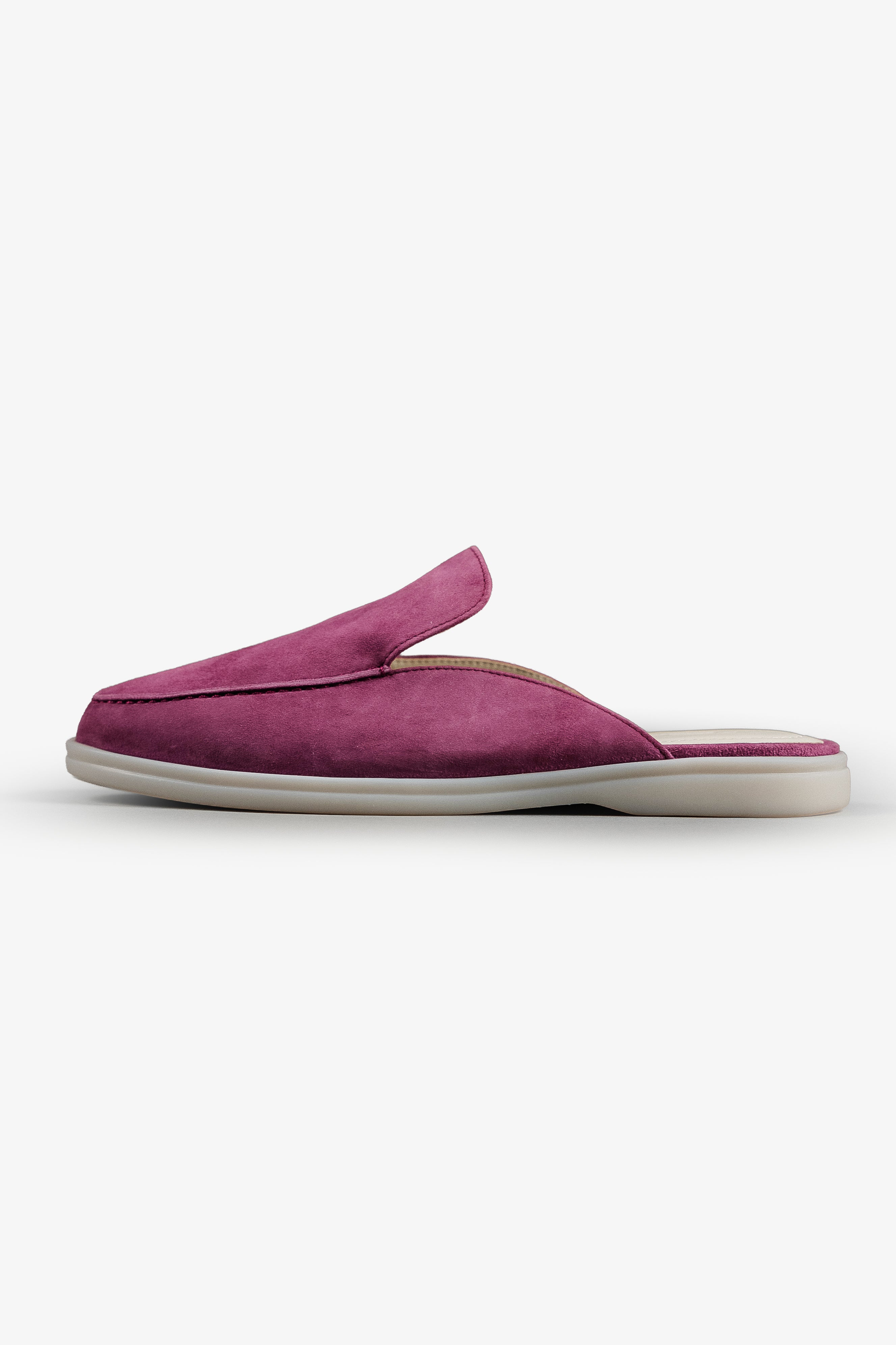 Italian Suede Mules — Burgundy