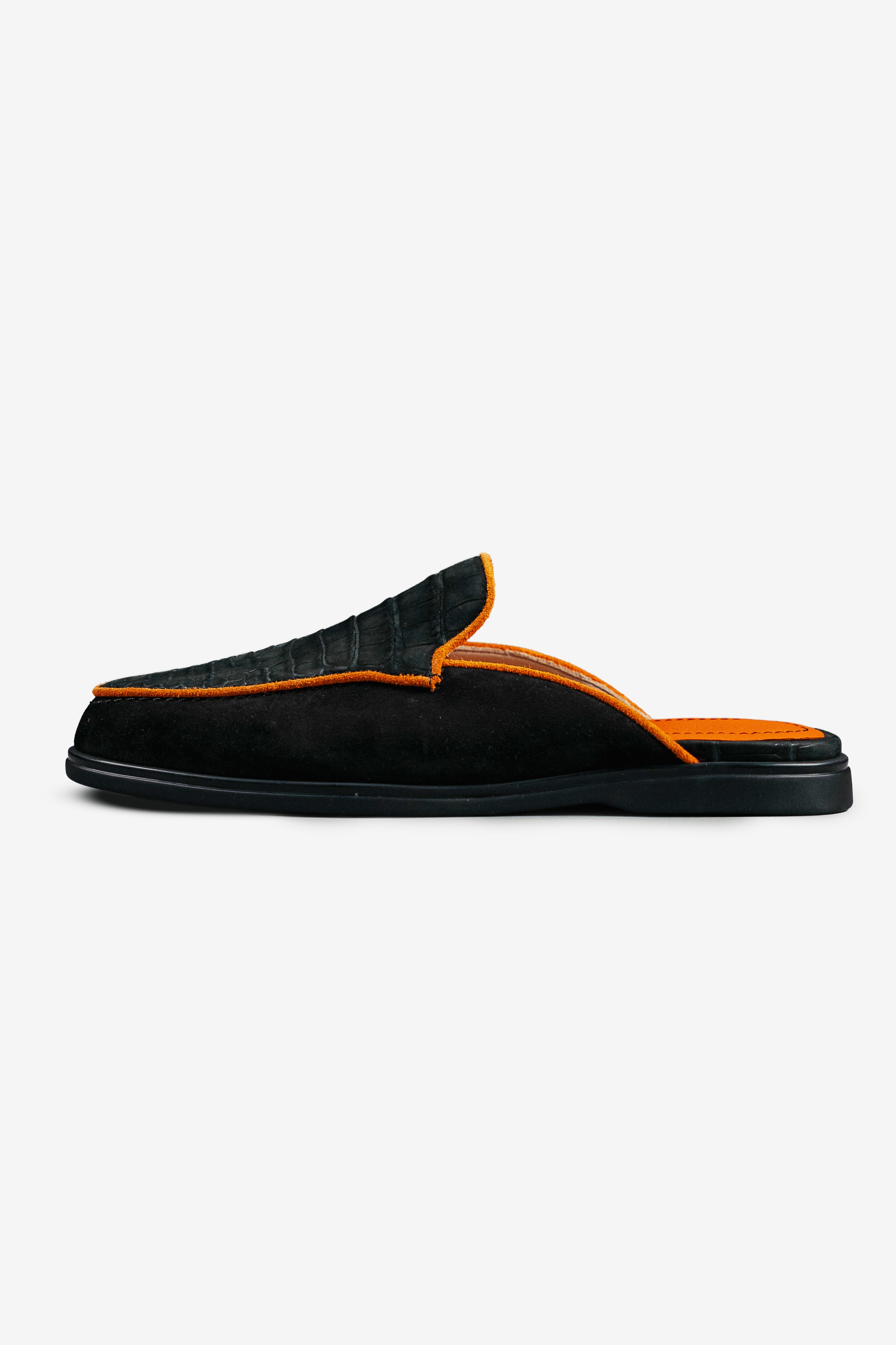 Combined Mules: Nubuck Crocodile and Italian Suede – VLAD BYKOV