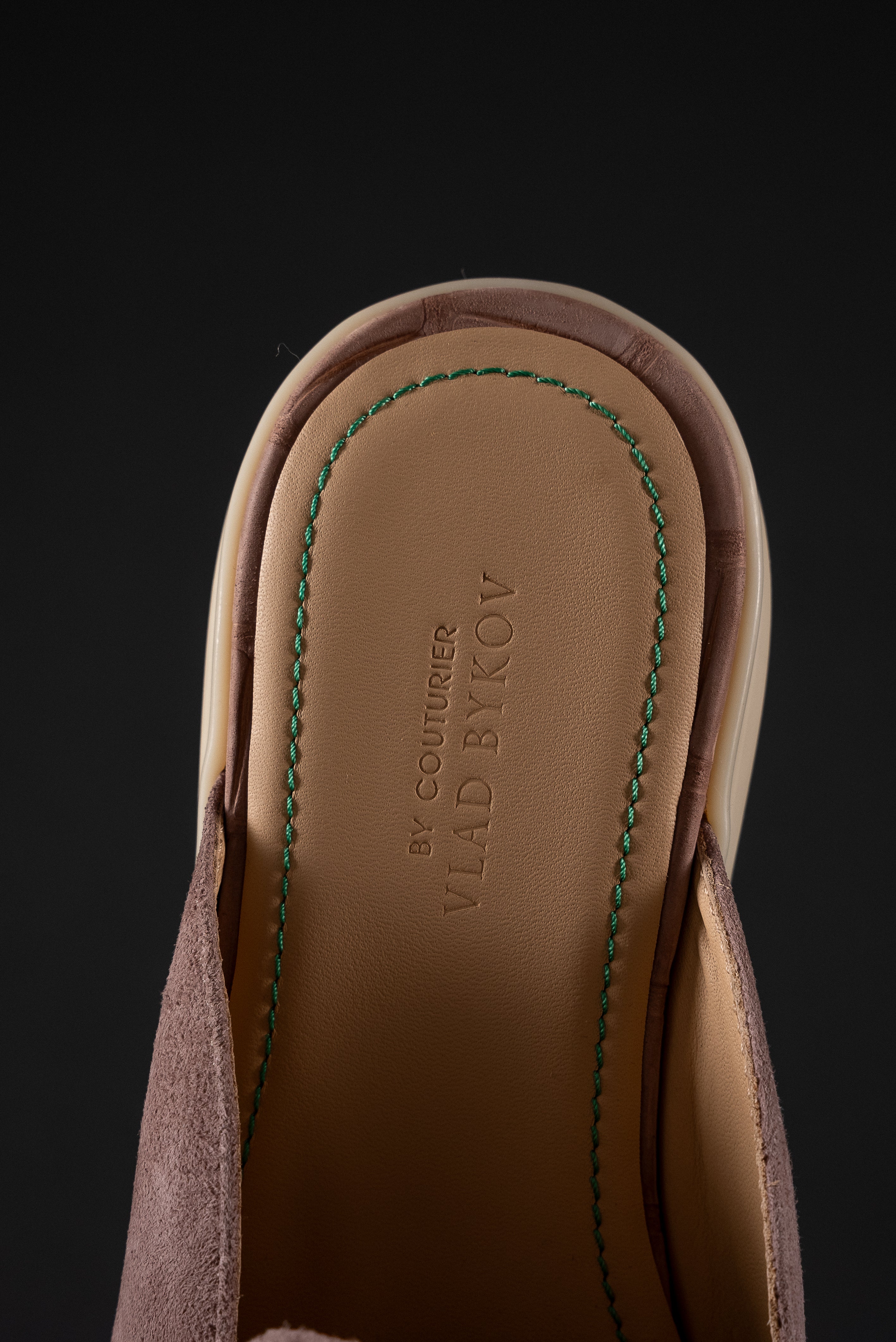 Mules in Soft Italian Suede with Nubuck Crocodile Tassels