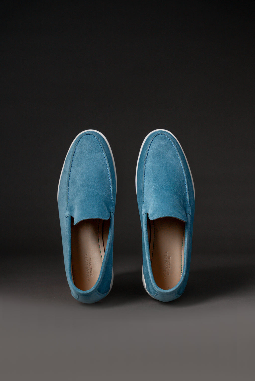 Steel Blue Italian Suede Loafers