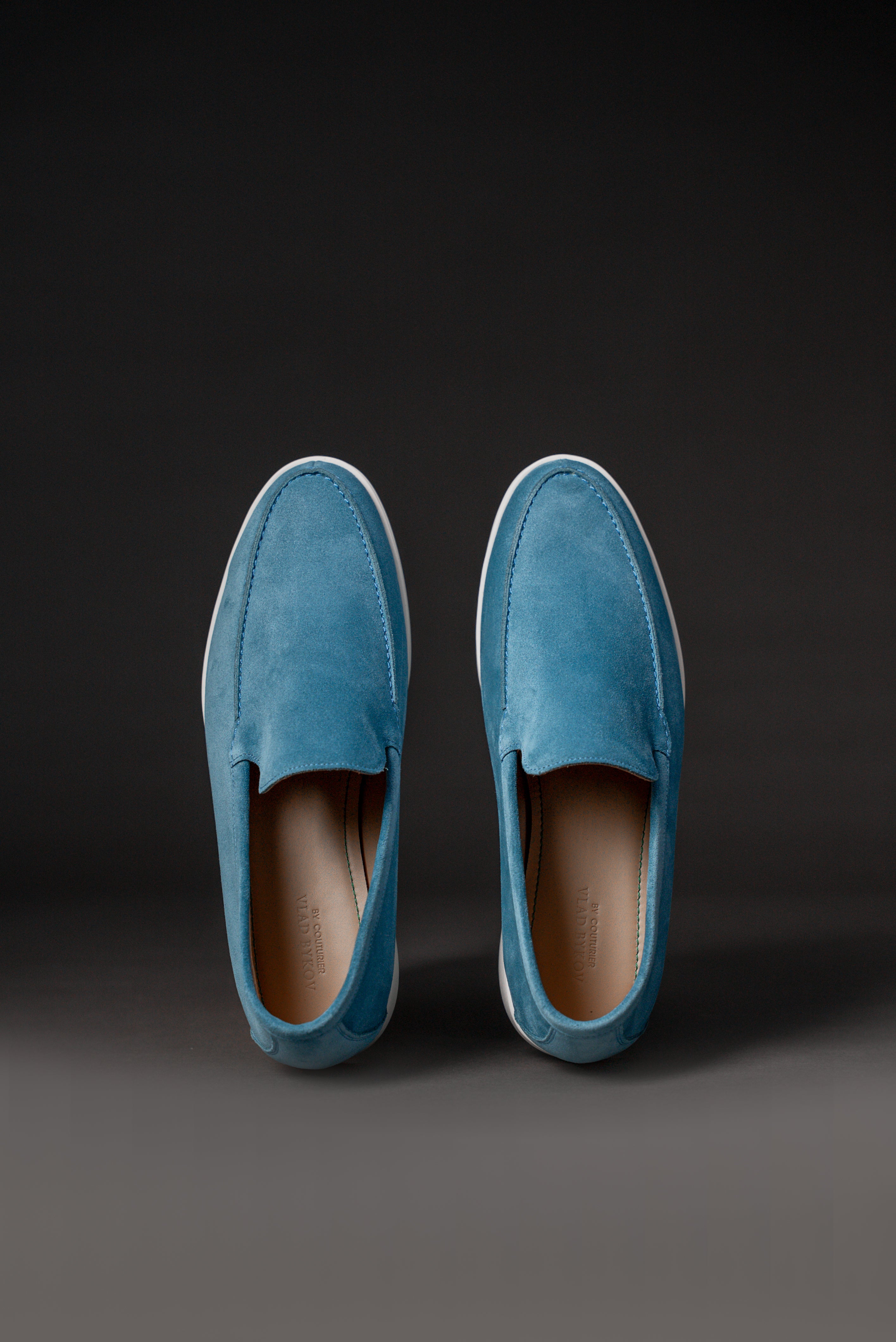 Steel Blue Italian Suede Loafers