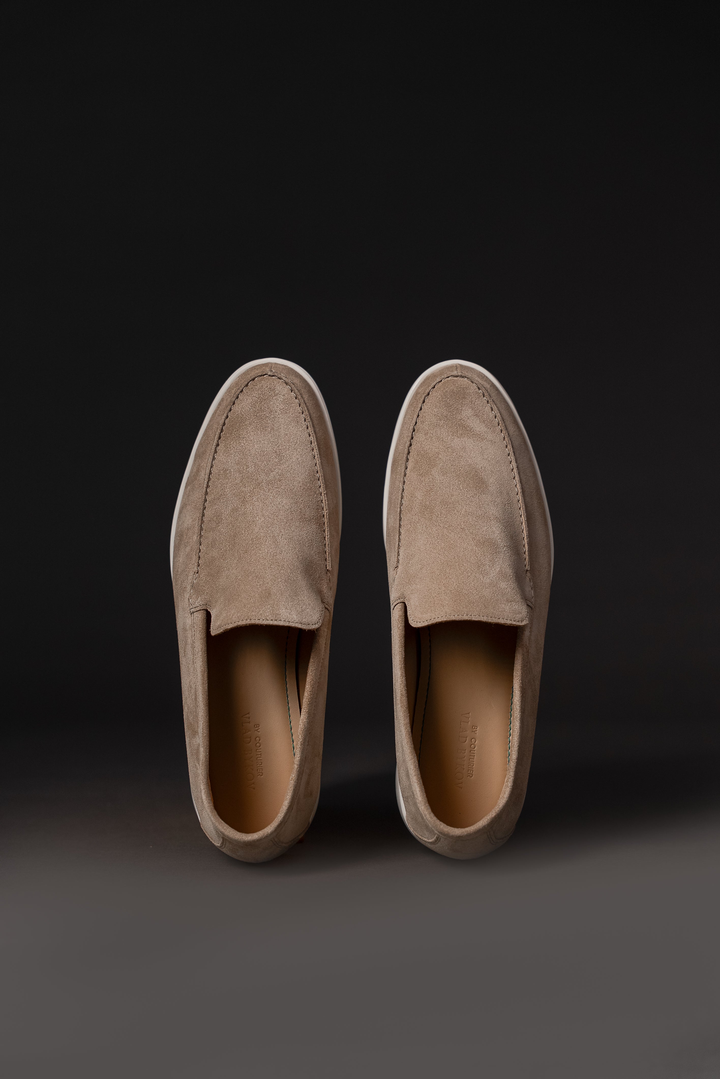Light Taupe Italian Suede Loafers