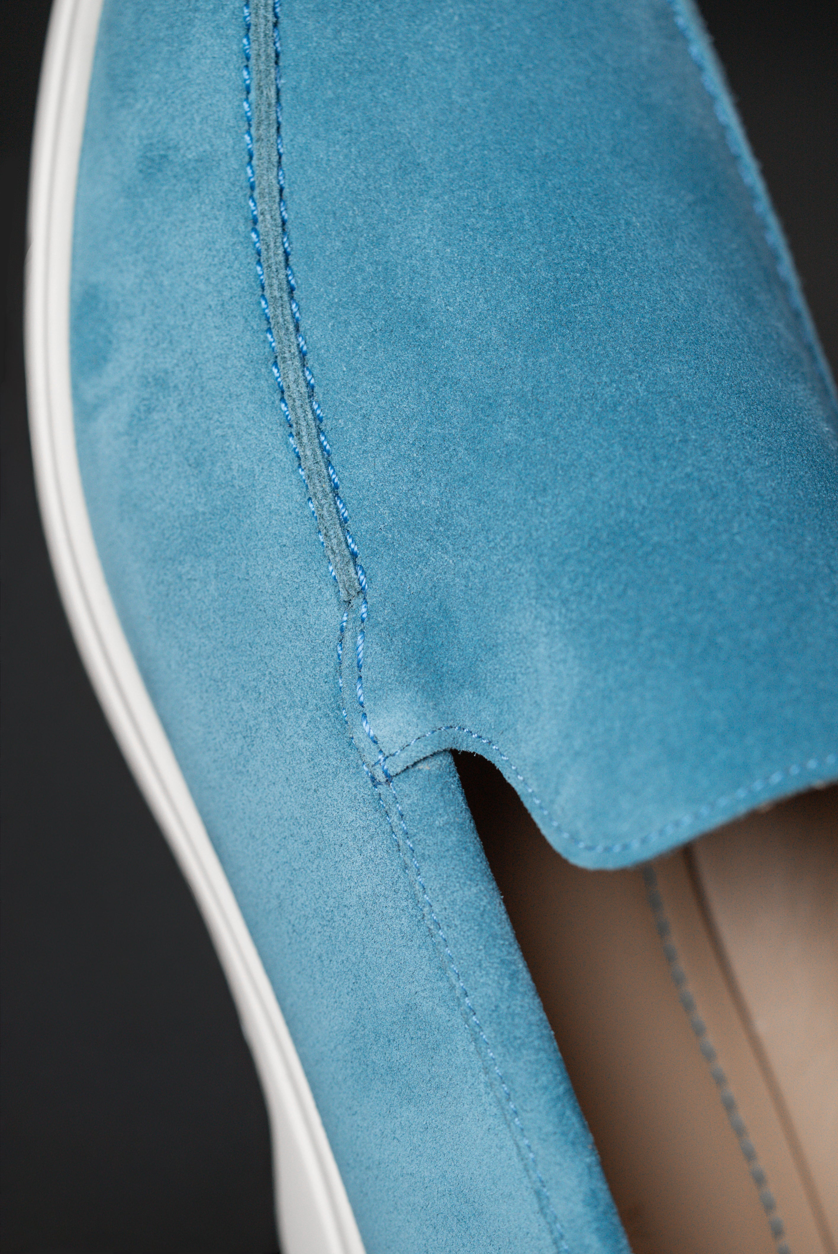 Steel Blue Italian Suede Loafers
