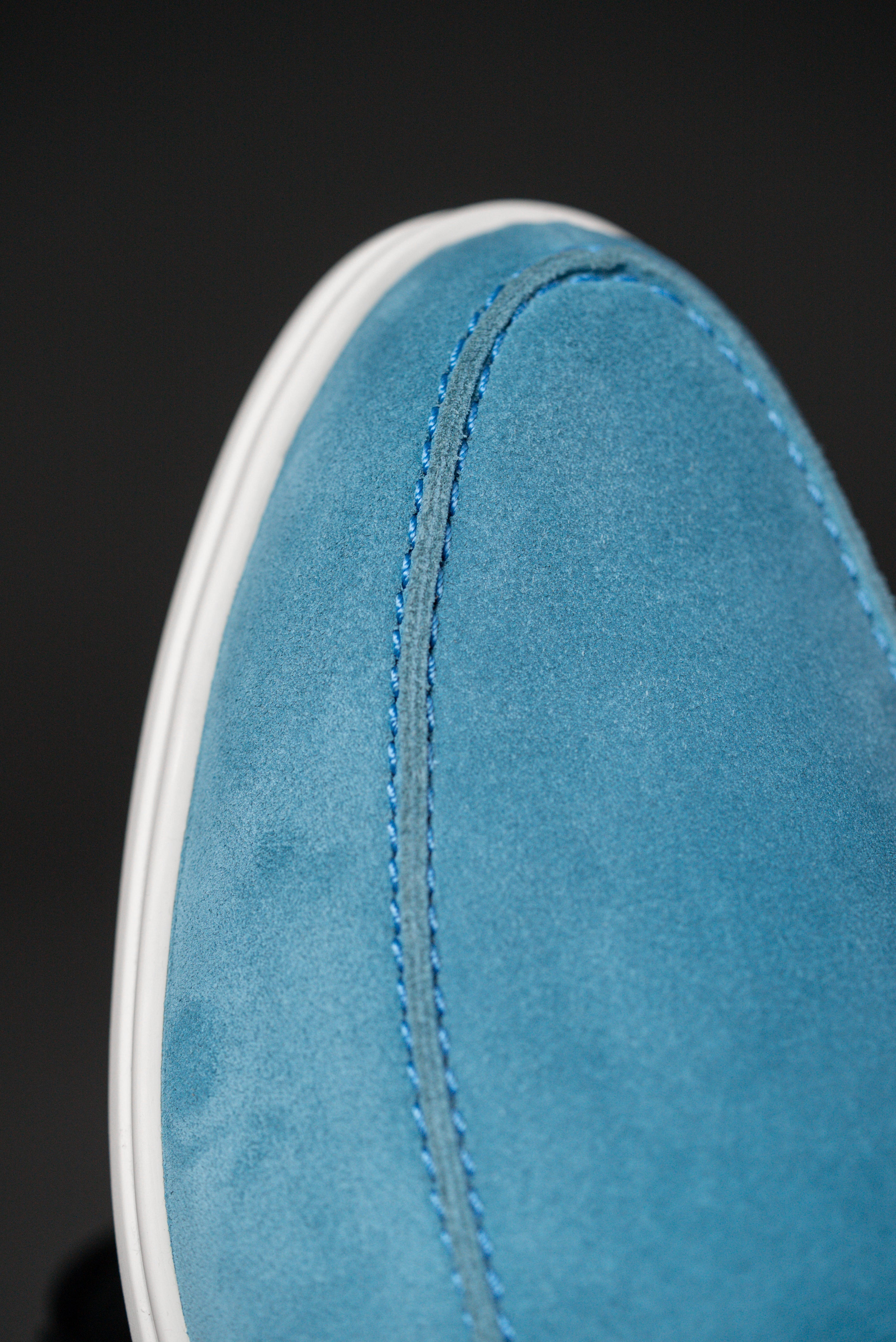 Steel Blue Italian Suede Loafers